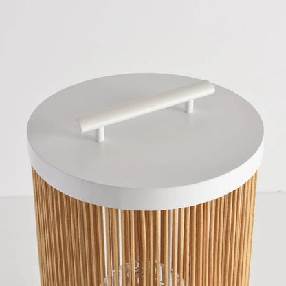 Lampadaire Ray Retro en métal/rotin, câblé/solaire/LED, extérieur