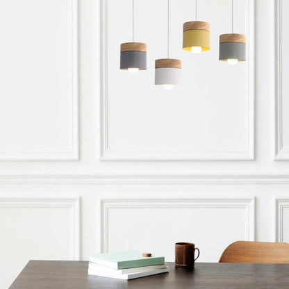 Valentina Modern Can Shape Metal/Wood Pendant Light