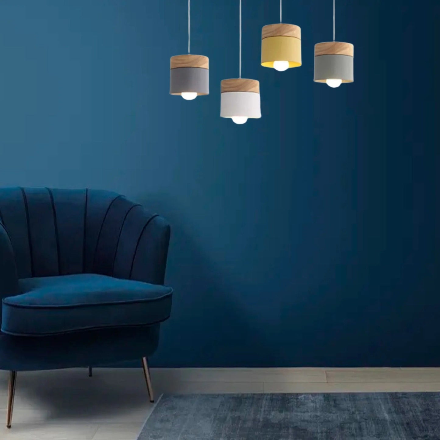 Valentina Modern Can Shape Metal/Wood Pendant Light