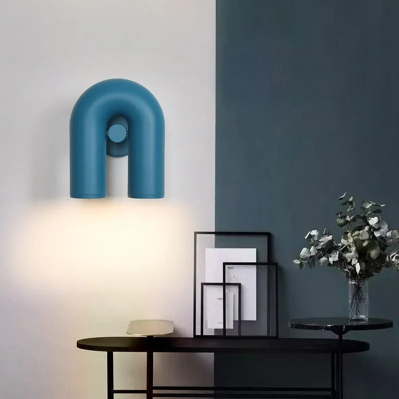 Arisha Wall Lamp U-shaped Design LED Metal, Black/Blue/Gray/Red, Bedroom
