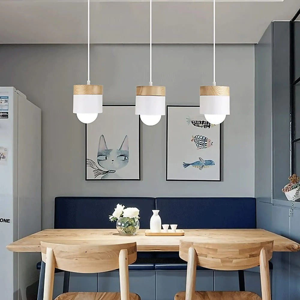 Valentina Modern Can Shape Metal/Wood Pendant Light
