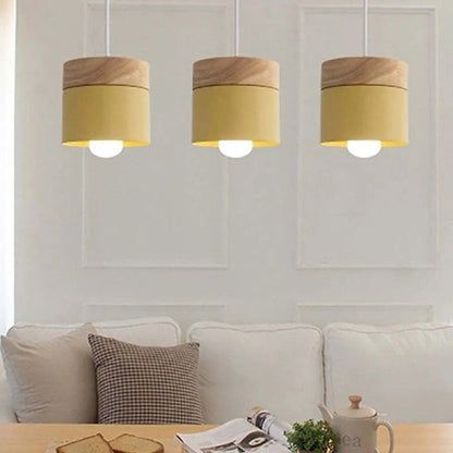 Valentina Modern Can Shape Metal/Wood Pendant Light