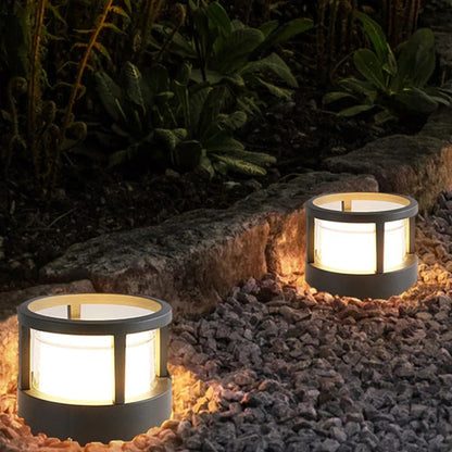 Zyra Modern Metal Cylindrical Outdoor Bollard Light, Black