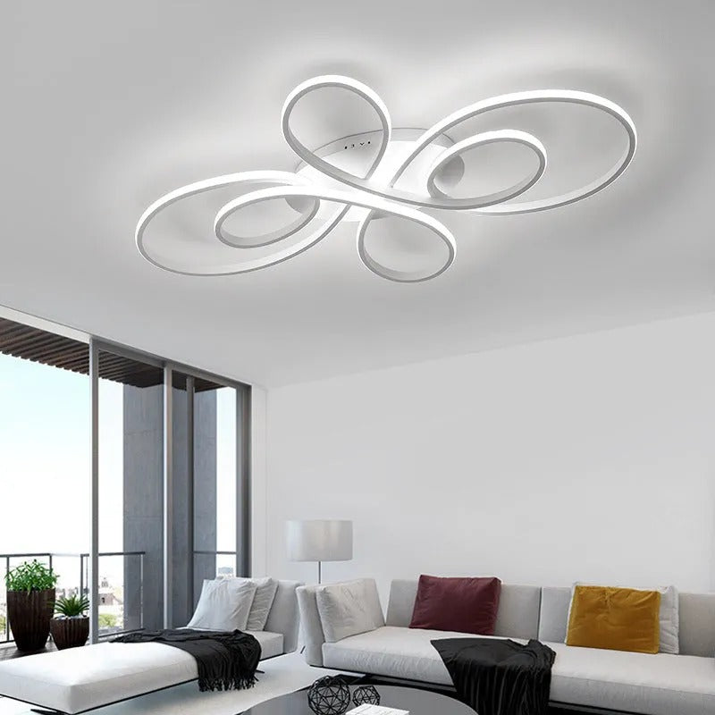 Plafonnier Brisa Moderne Multi-Anneaux LED Encastré, Marron/Blanc
