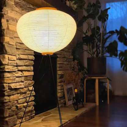 Renée Minimalist Tripod Lantern Paper Floor Lamp, White
