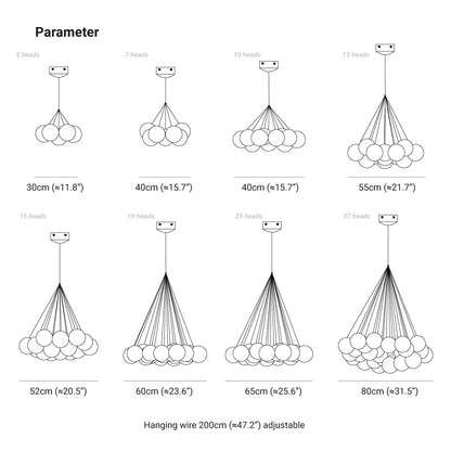 Lampe à suspension moderne à bulles Valentina, 5 styles