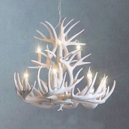 Silva Rustic Antler Metal/Resin Chandelier White Dining Room