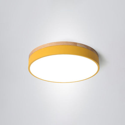 Aria Nordic LED Round Flush Mount Ceiling Light Wood Color