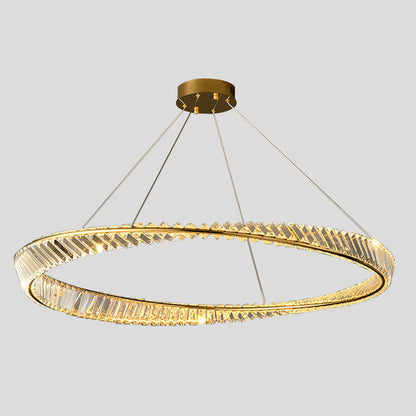 Kristy Lustre rond moderne de luxe en verre doré