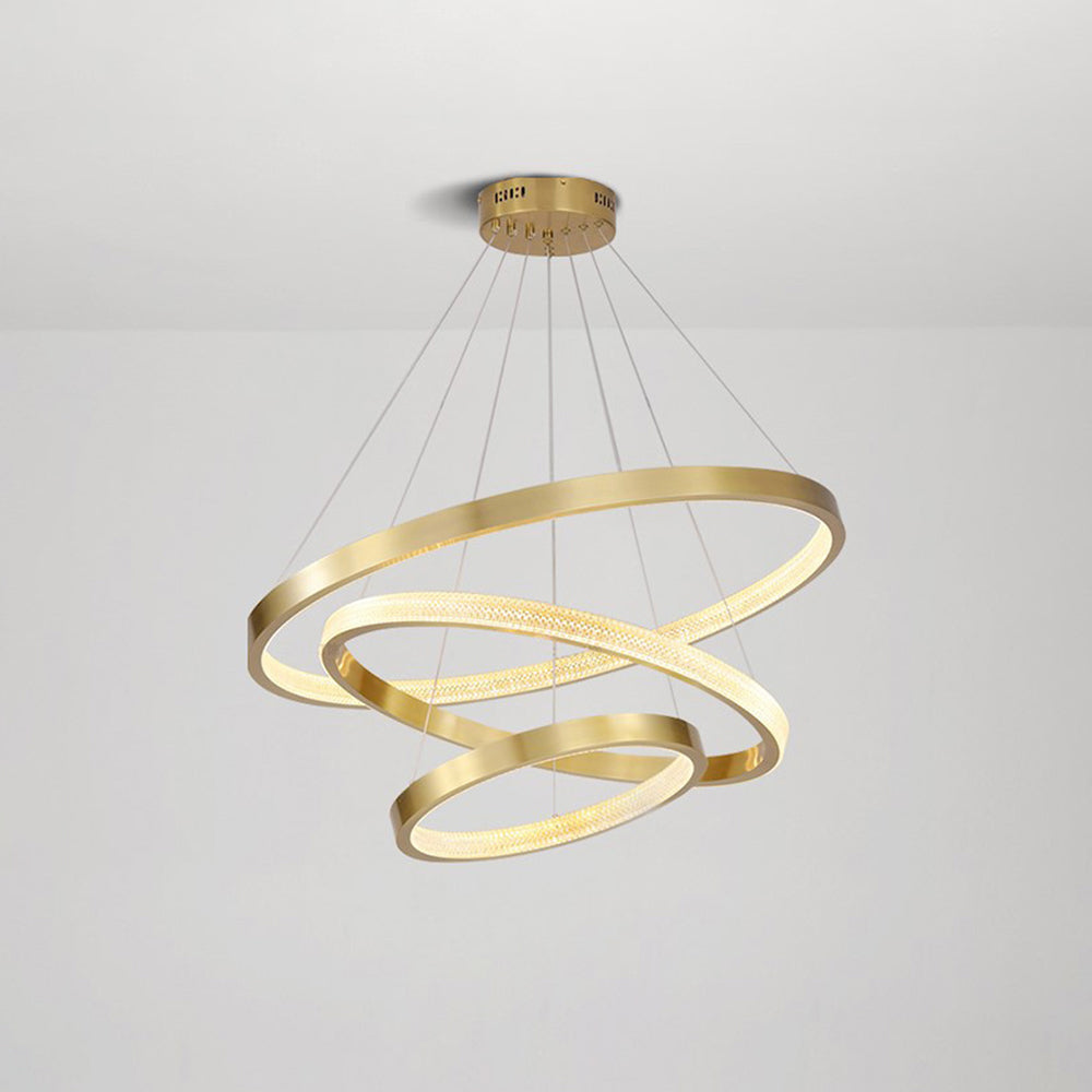 Suspension LED Kristy Modern Ring métal/acrylique, noir/or