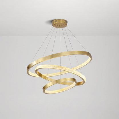 Suspension LED Kristy Modern Ring métal/acrylique, noir/or