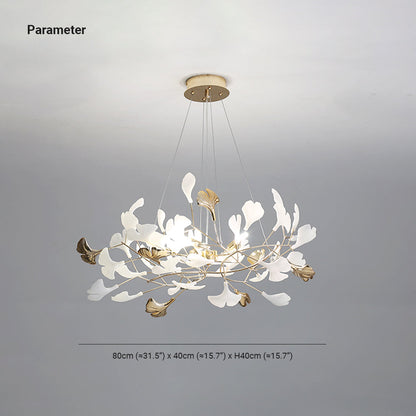 Olivia Ginkgo Leaf Modern Petal Shaped Metal Chandelier, Gold