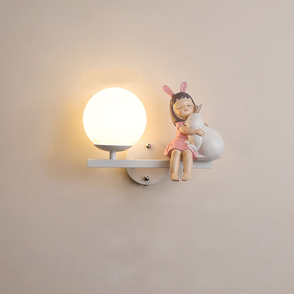 Aria Modern Metal/Glass Wall lamp, White & Pink