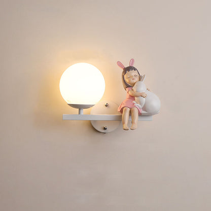 Aria Modern Metal/Glass Wall lamp, White & Pink