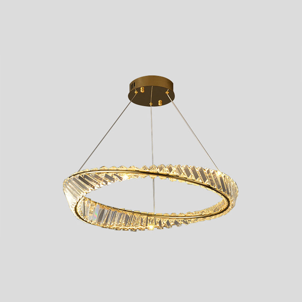 Kristy Lustre rond moderne de luxe en verre doré