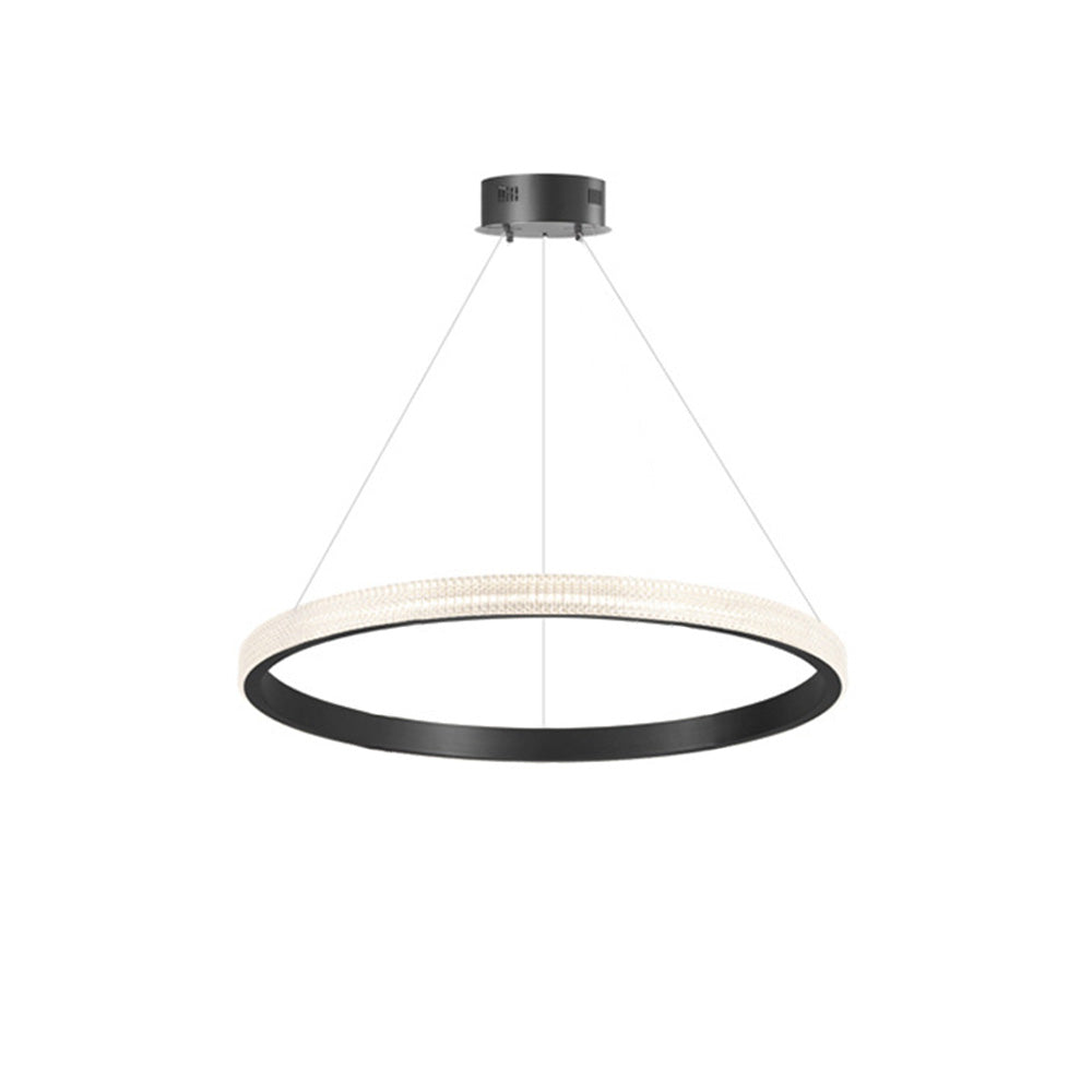 Suspension LED Kristy Modern Ring métal/acrylique, noir/or