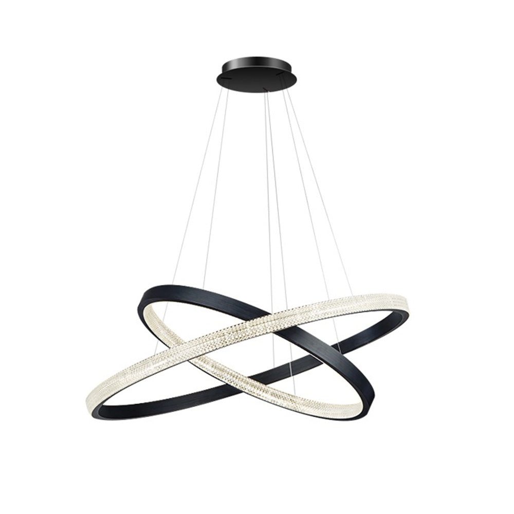 Suspension LED Kristy Modern Ring métal/acrylique, noir/or