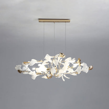 Olivia Ginkgo Leaf Modern Petal Shaped Metal Chandelier, Gold