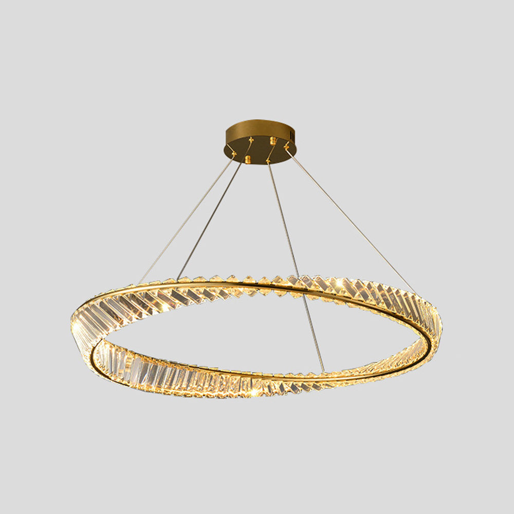 Kristy Lustre rond moderne de luxe en verre doré
