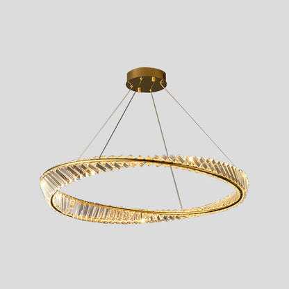 Kristy Lustre rond moderne de luxe en verre doré