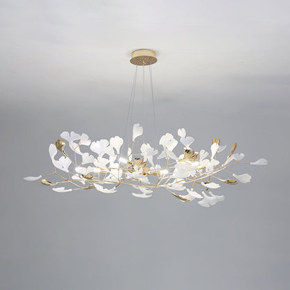 Olivia Ginkgo Leaf Modern Petal Shaped Metal Chandelier, Gold