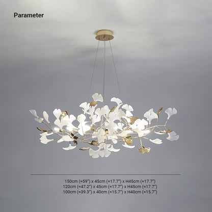 Olivia Ginkgo Leaf Modern Petal Shaped Metal Chandelier, Gold