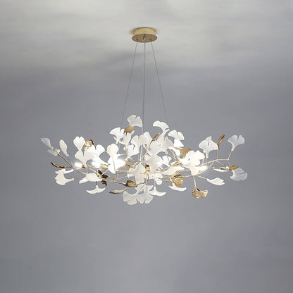Olivia Ginkgo Leaf Modern Petal Shaped Metal Chandelier, Gold