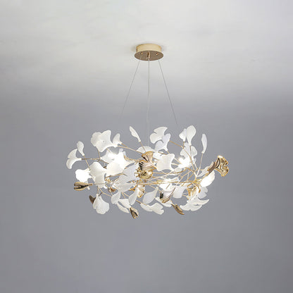 Olivia Ginkgo Leaf Modern Petal Shaped Metal Chandelier, Gold