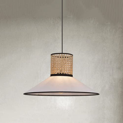 Ritta Modern Rattan/FabricPendant Light, White