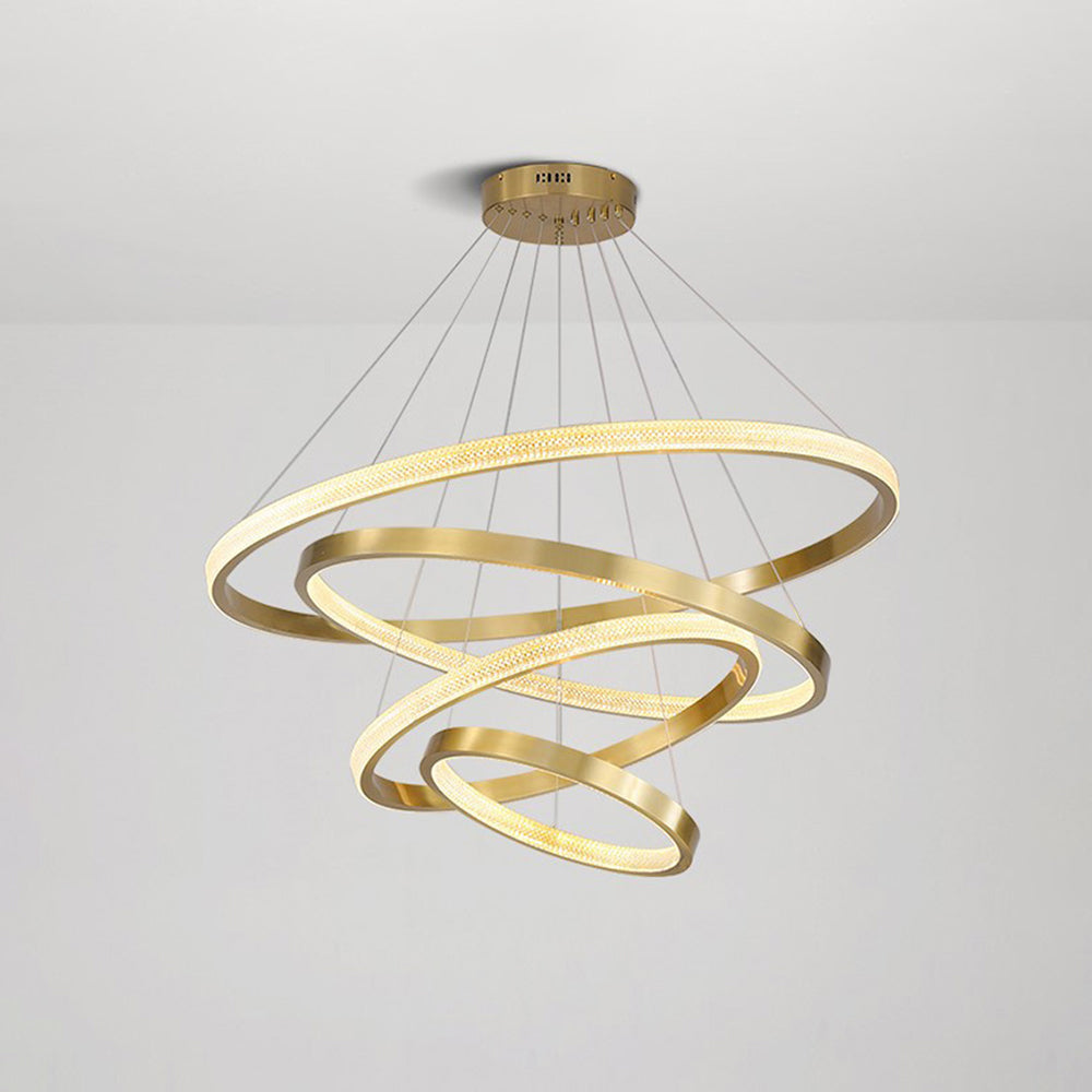 Suspension LED Kristy Modern Ring métal/acrylique, noir/or
