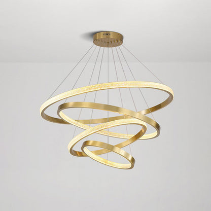 Suspension LED Kristy Modern Ring métal/acrylique, noir/or
