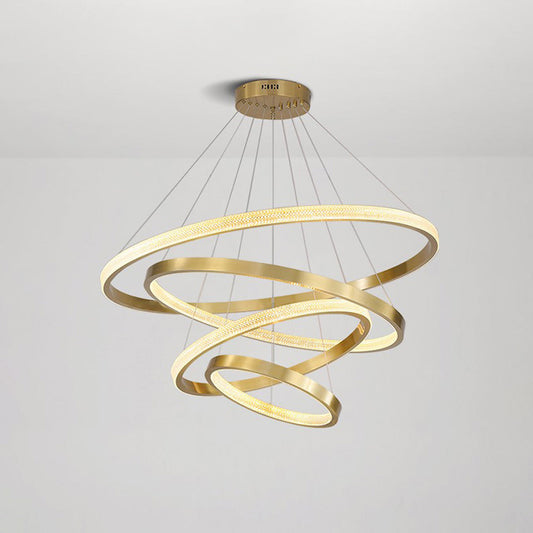 Kristy Modern Ring Metal/Arcylic LED Pendant Light, Black/Gold