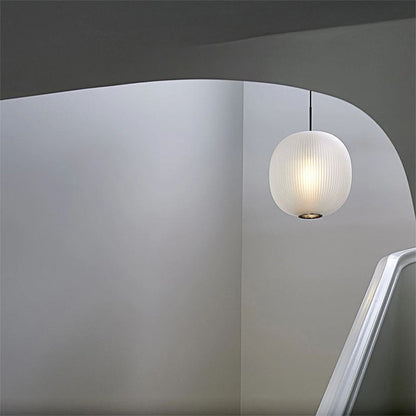 Valentina Frosted Glass Cylinder Pendant Light, Sandy White/Grey, Metal/Glass
