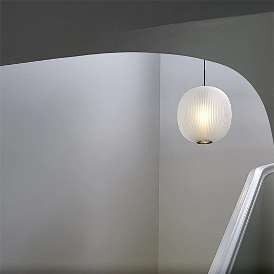 Valentina cilinderhanglamp van matglas, zandwit/grijs, metaal/glas