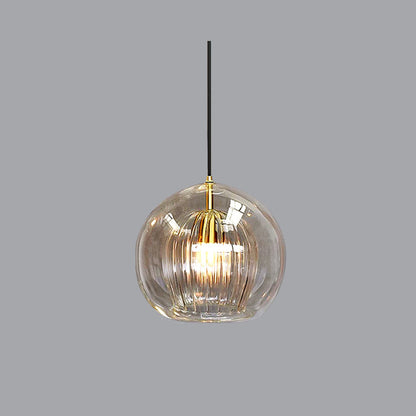 Suspension June en verre soufflé, coloris clair et ambre