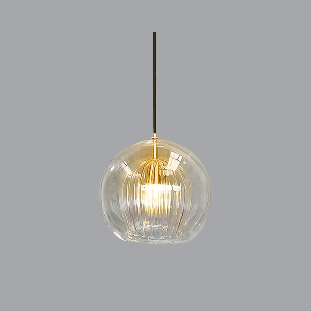 Suspension June en verre soufflé, coloris clair et ambre