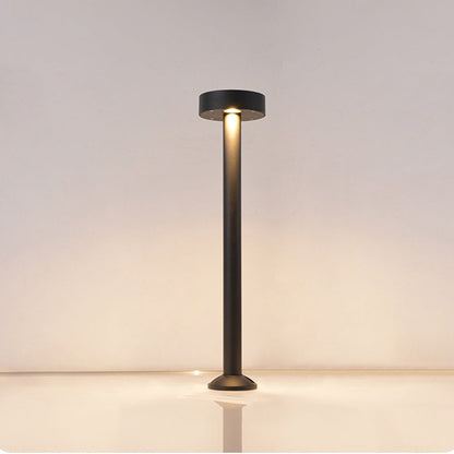Ray Modern Metal Frisbee Shaped Lampholder Outdoor Path Light, Black