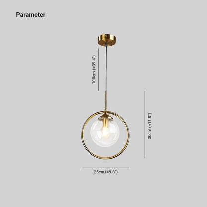 Zoey Glass Pendant Light with a Metal Ring