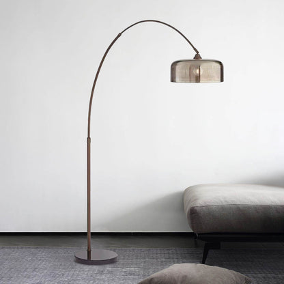 Hailie Retro Brown Curved Floor Lamp, Metal